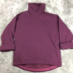 Athleta Cozy Karma Funnel Neck Sweatshirt Women Small Oversize Purple Soft Plush